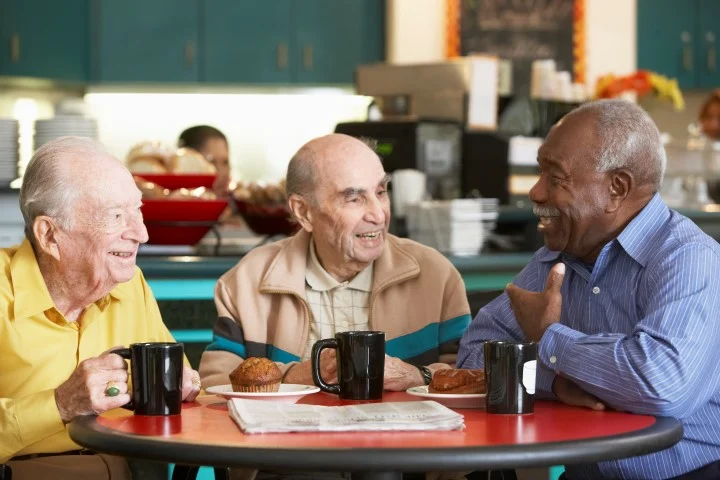 older friends having coffee